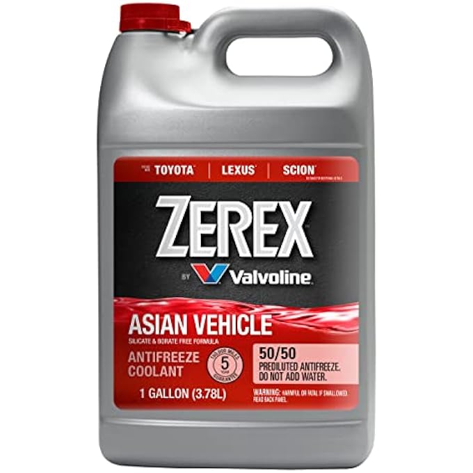 Zerex ASIAN VEHICLE RED SILICATE AND BORATE FREE 50/50 PREDILUTED READY-TO-USE ANTIFREEZE/COOLANT 1 GA - Image 1